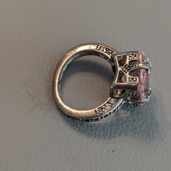 Vintage Sterling Silver 825 Pink Cut Gem And White Rhinestones Ring Size 6 - Picture 7 of 12